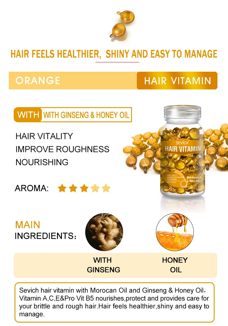 Cápsulas de Vitaminas para Cabello Sevich con Keratina y Aceite de Argán
