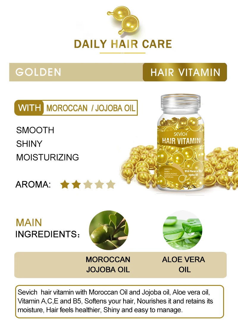 Cápsulas de Vitaminas para Cabello Sevich con Keratina y Aceite de Argán