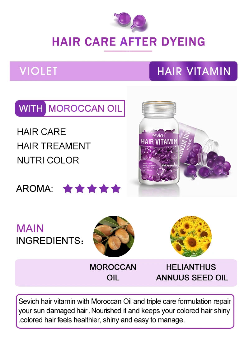 Cápsulas de Vitaminas para Cabello Sevich con Keratina y Aceite de Argán