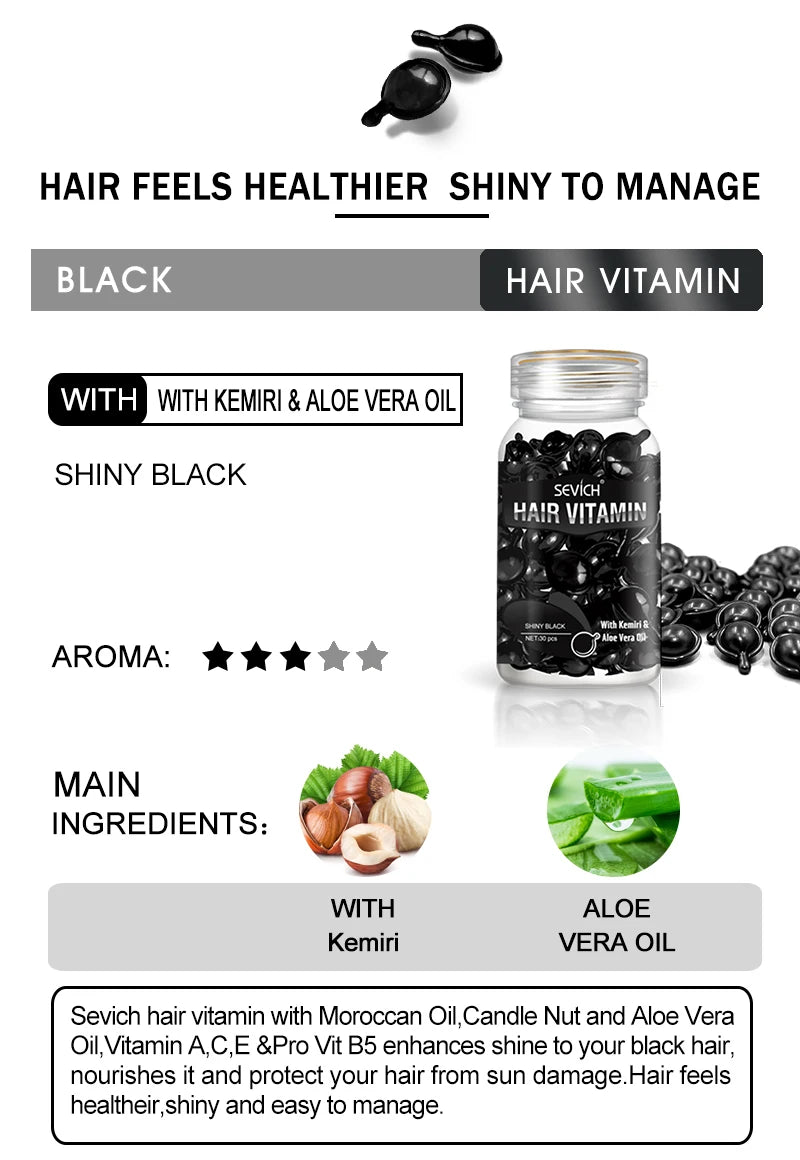 Cápsulas de Vitaminas para Cabello Sevich con Keratina y Aceite de Argán
