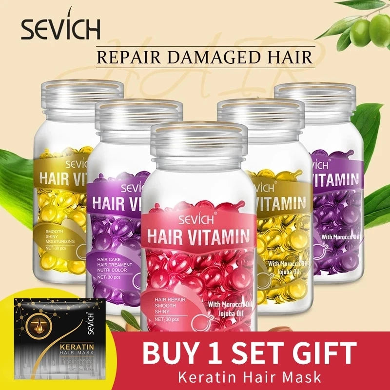 Cápsulas de Vitaminas para Cabello Sevich con Keratina y Aceite de Argán