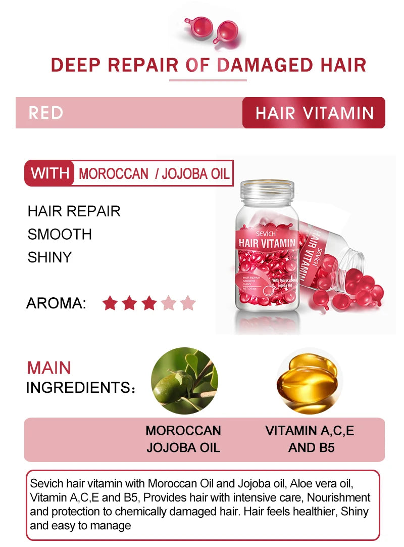 Cápsulas de Vitaminas para Cabello Sevich con Keratina y Aceite de Argán