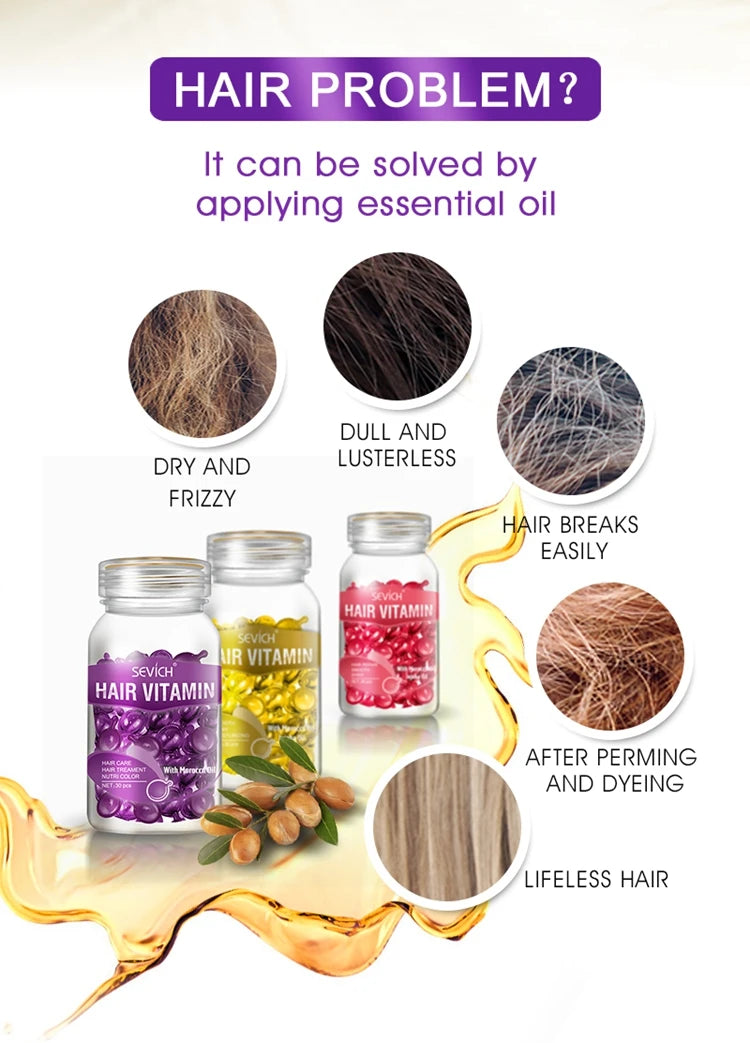 Cápsulas de Vitaminas para Cabello Sevich con Keratina y Aceite de Argán