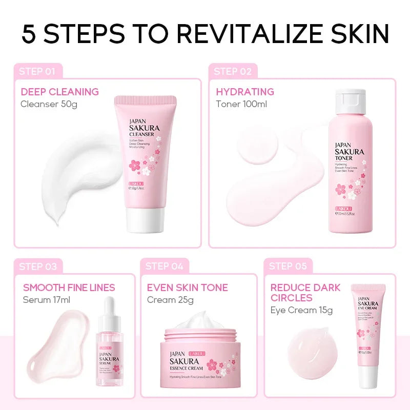 Set de Cuidado Facial Sakura LAIKOU – 5 Piezas