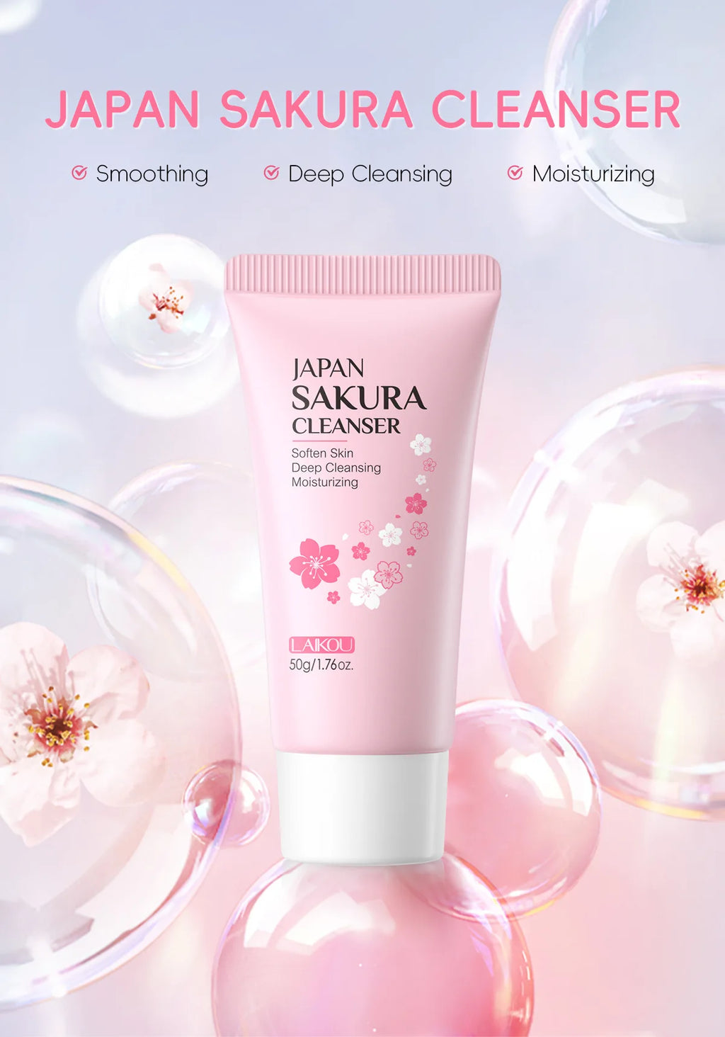 Limpiador Facial Sakura LAIKOU – Espuma Limpiadora 50g