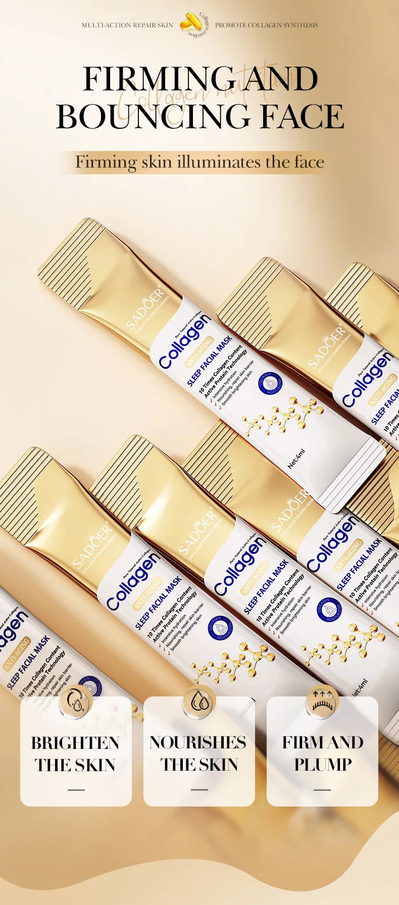 Mascarilla de Noche de Colágeno Antiedad (20 uds)