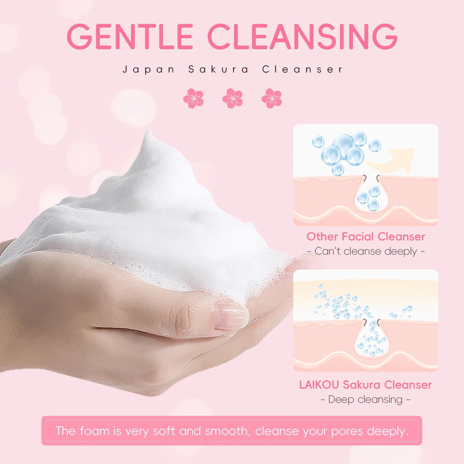 Limpiador Facial Sakura LAIKOU – Espuma Limpiadora 50g