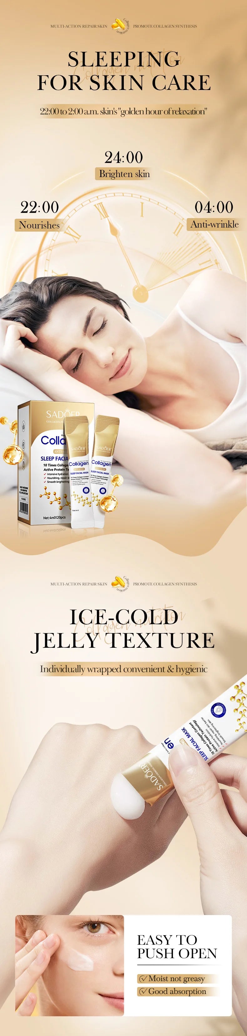 Mascarilla de Noche de Colágeno Antiedad (20 uds)