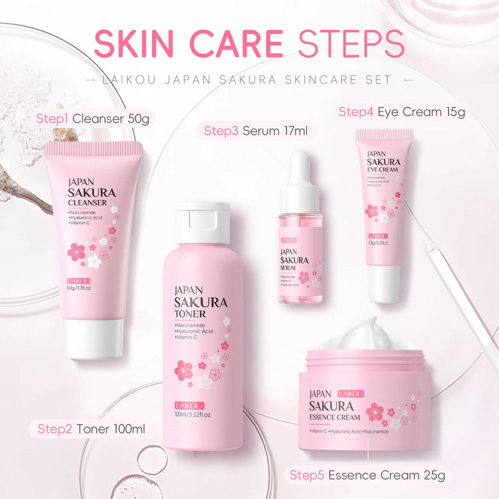 Set de Cuidado Facial Sakura LAIKOU – 5 Piezas