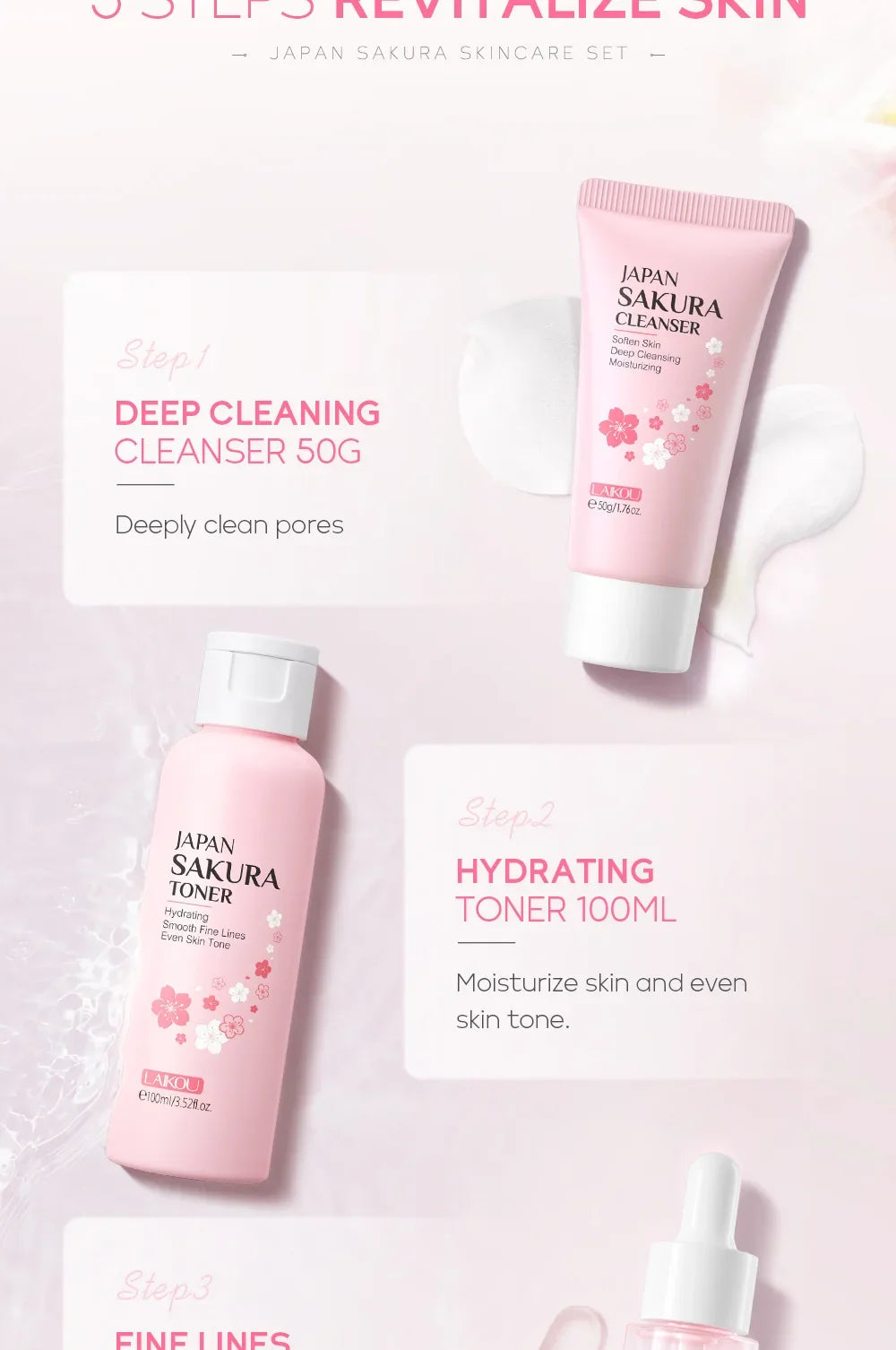 Set de Cuidado Facial Sakura LAIKOU – 5 Piezas