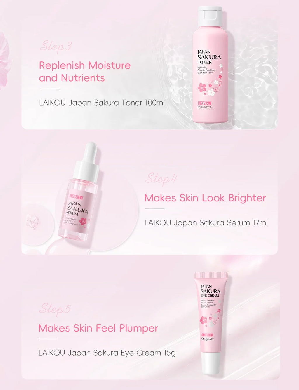 Set de Cuidado Facial Sakura LAIKOU – 7 Piezas