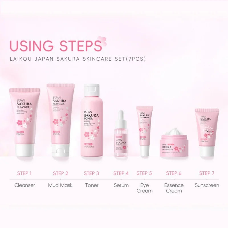 Set de Cuidado Facial Sakura LAIKOU – 7 Piezas