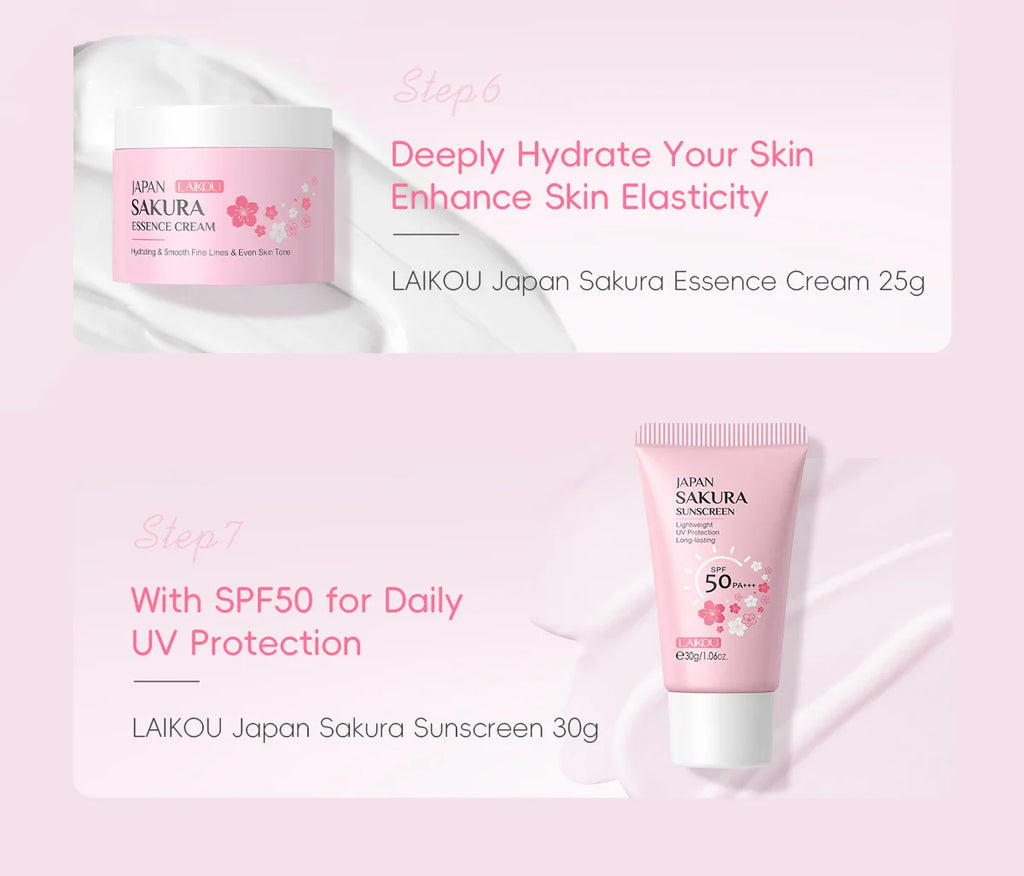 Set de Cuidado Facial Sakura LAIKOU – 7 Piezas
