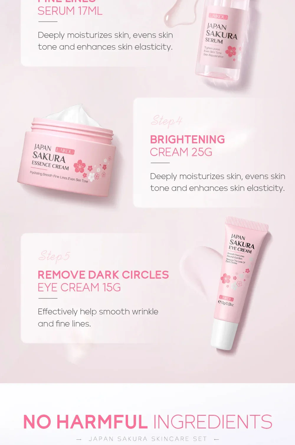 Set de Cuidado Facial Sakura LAIKOU – 5 Piezas