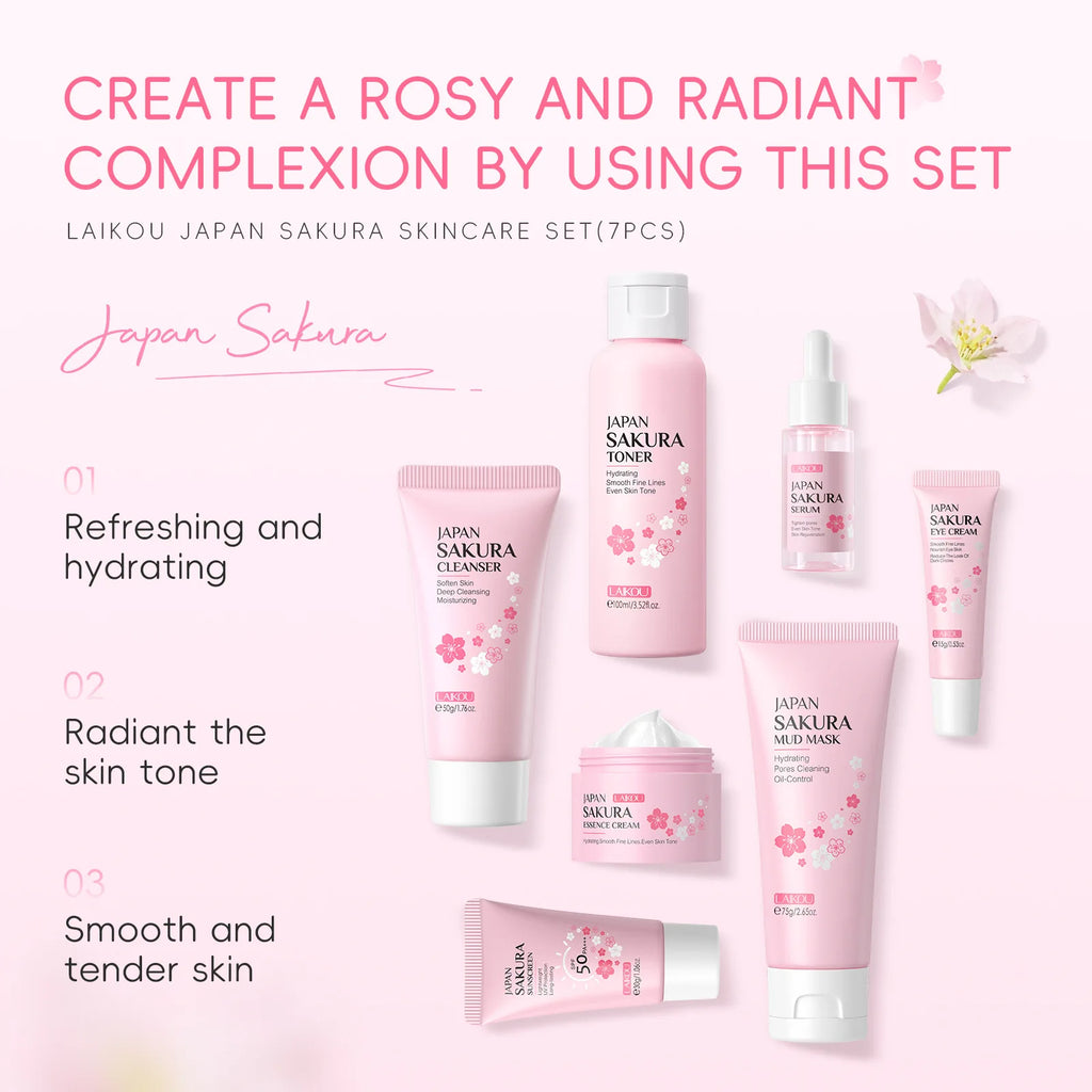 Set de Cuidado Facial Sakura LAIKOU – 7 Piezas