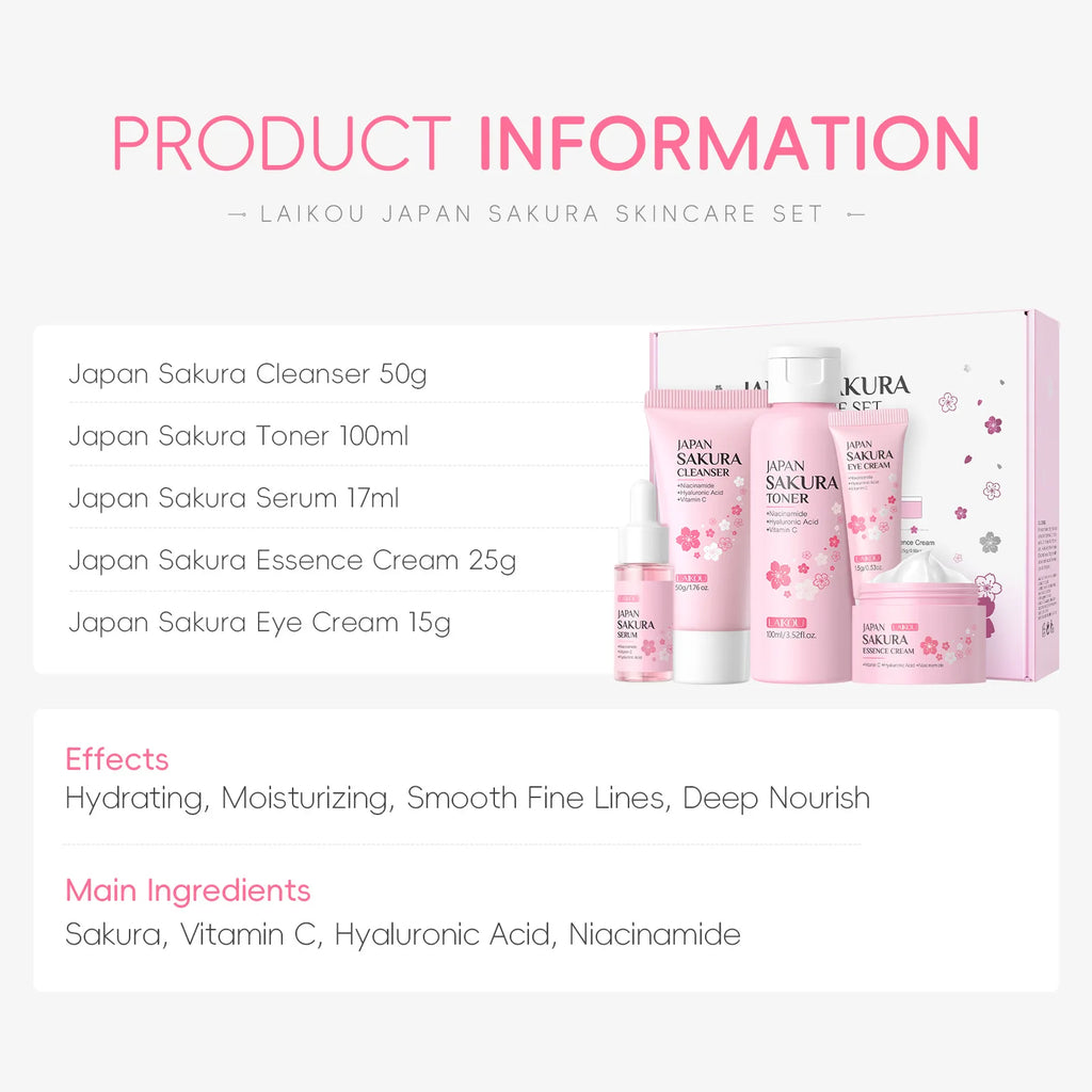 Set de Cuidado Facial Sakura LAIKOU – 5 Piezas