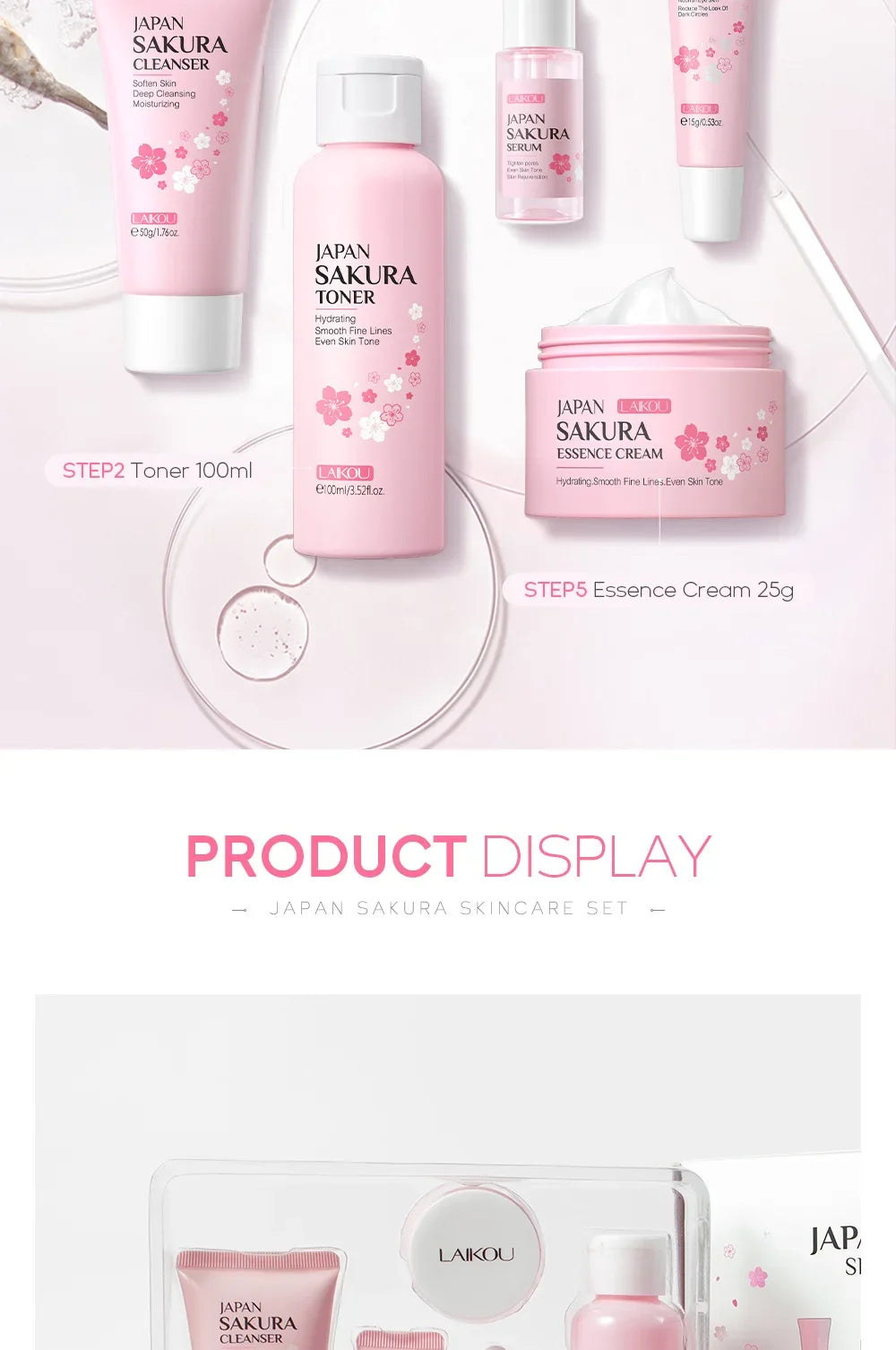 Set de Cuidado Facial Sakura LAIKOU – 5 Piezas