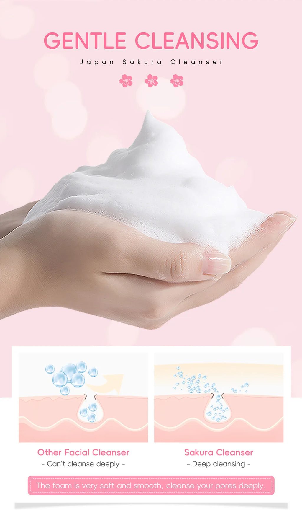 Limpiador Facial Sakura LAIKOU – Espuma Limpiadora 50g