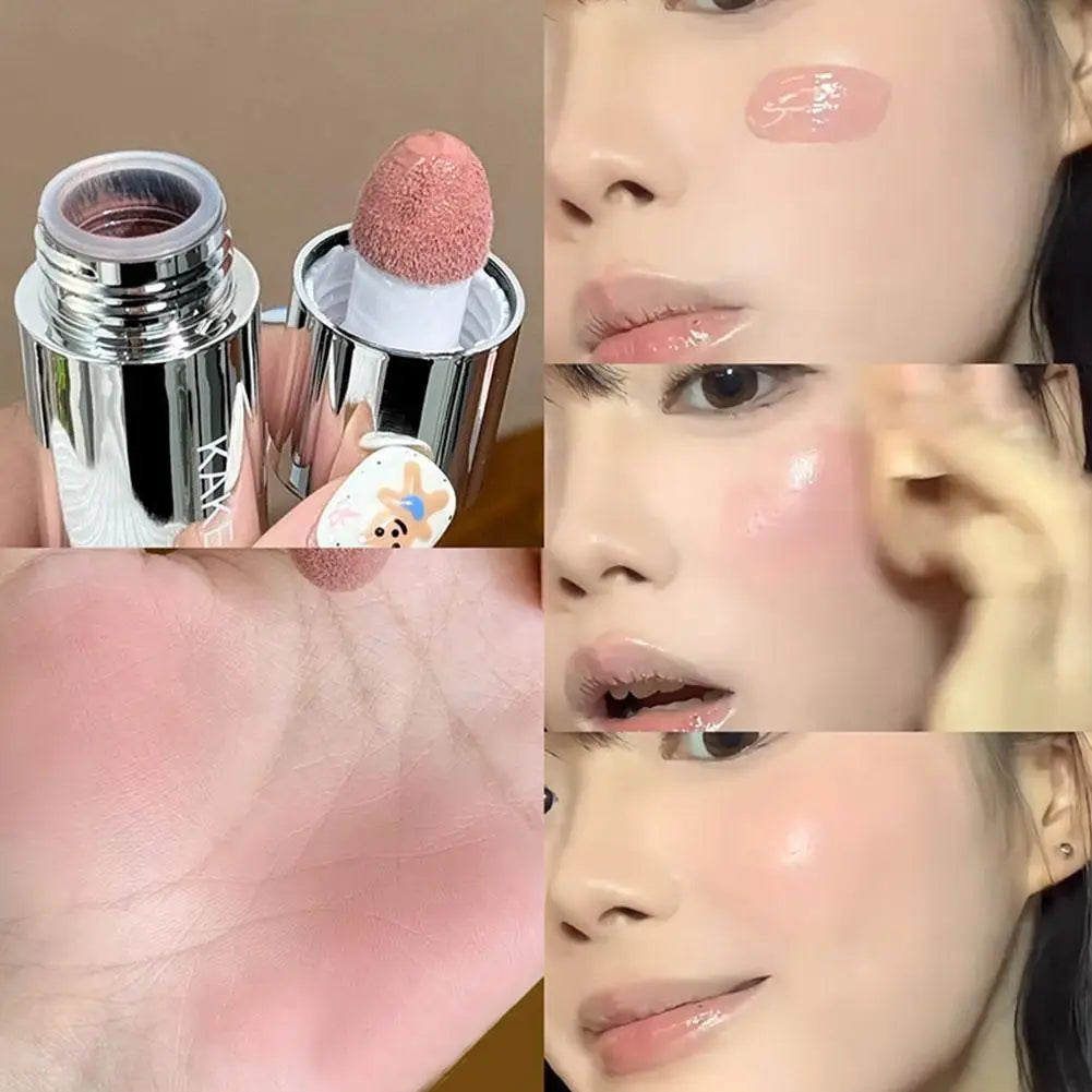 Colorete Líquido Aterciopelado Mate con Esponja Aplicadora - Efecto Natural Larga Duración