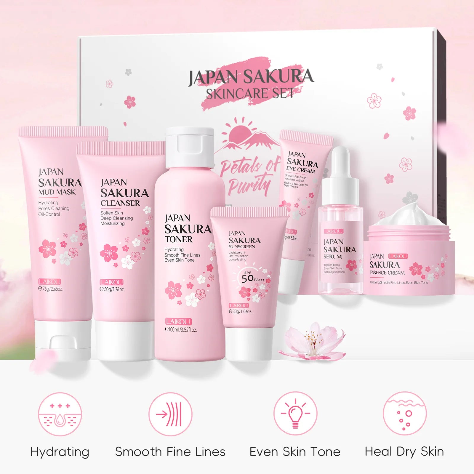 Set de Cuidado Facial Sakura LAIKOU – 7 Piezas