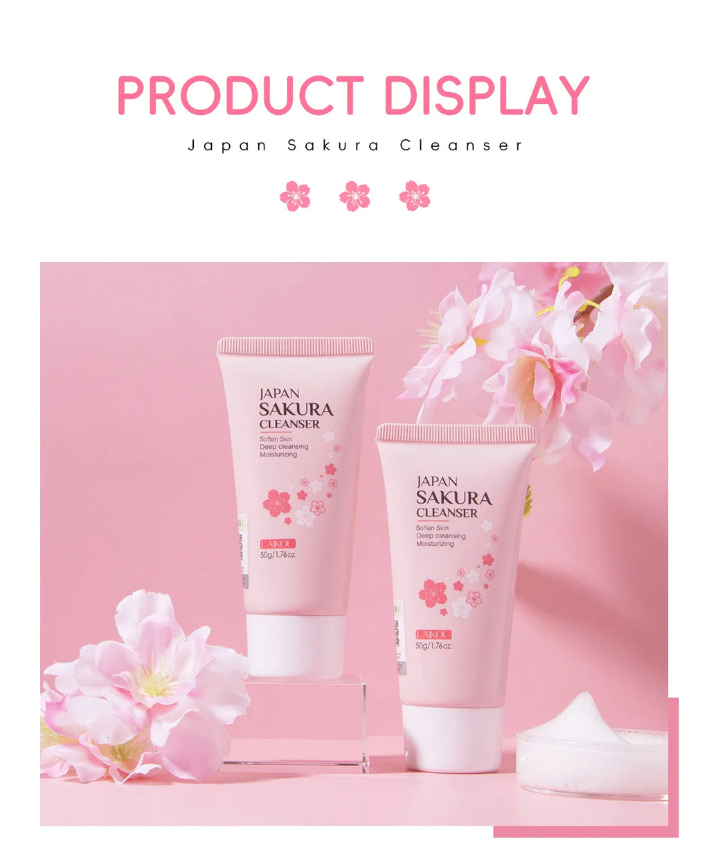 Limpiador Facial Sakura LAIKOU – Espuma Limpiadora 50g