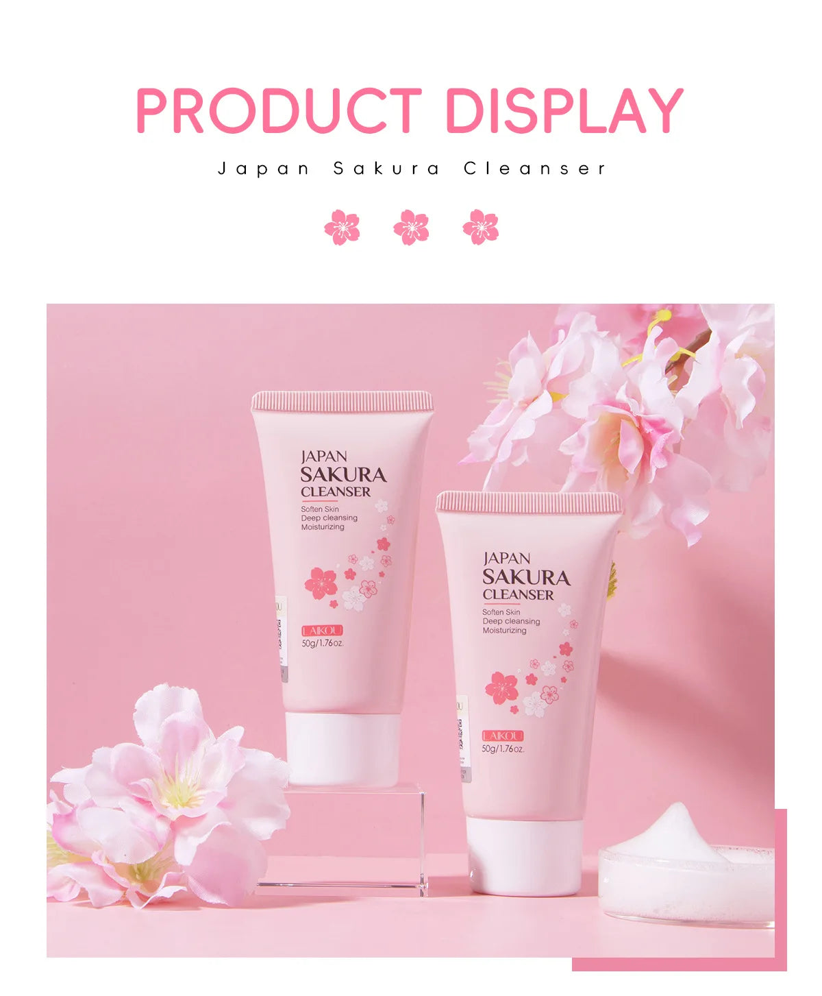 Limpiador Facial Sakura LAIKOU – Espuma Limpiadora 50g