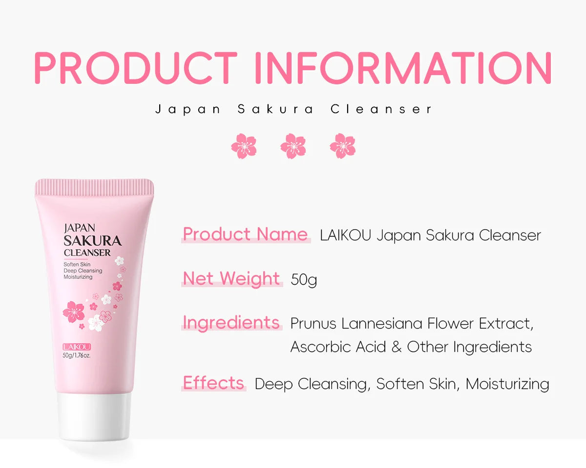 Limpiador Facial Sakura LAIKOU – Espuma Limpiadora 50g